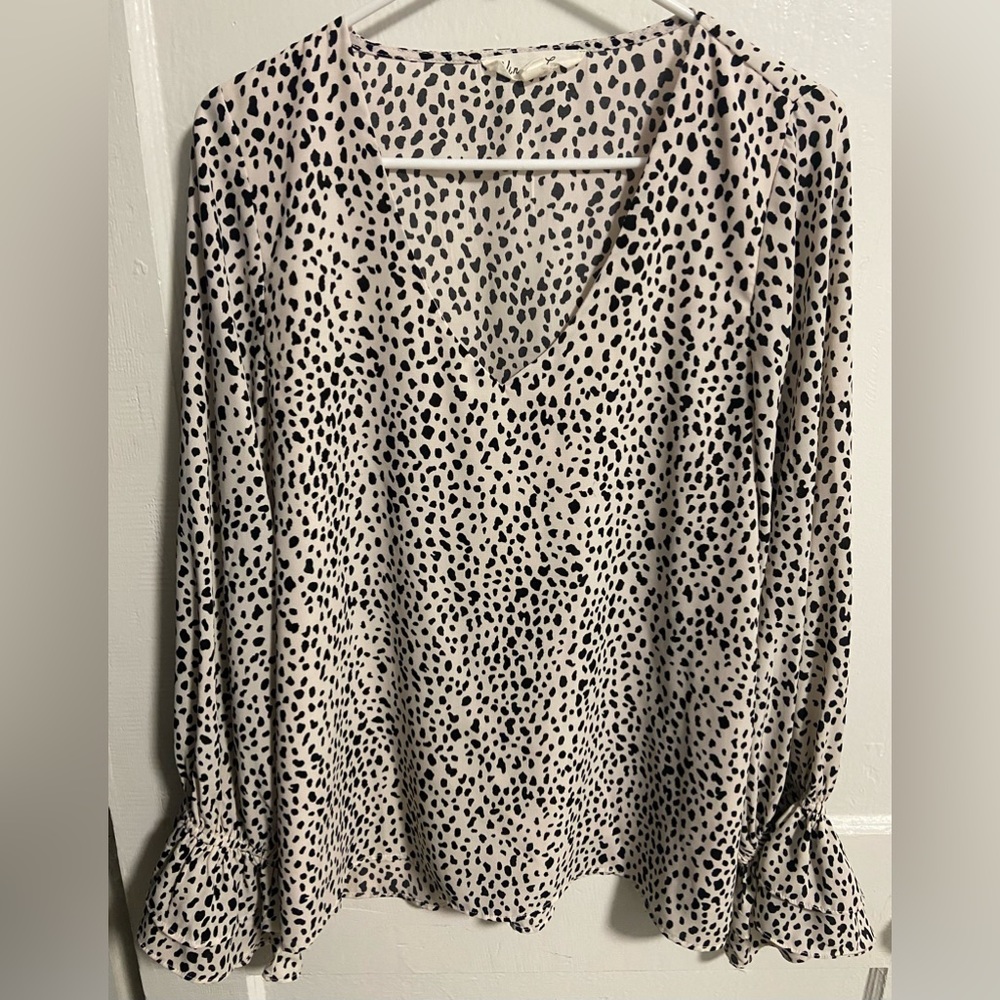 Women’s Vine & Love Cow Print Top L